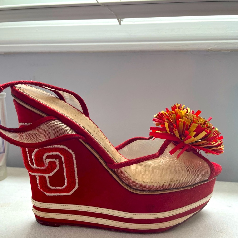 Charlotte Olympia red wedges